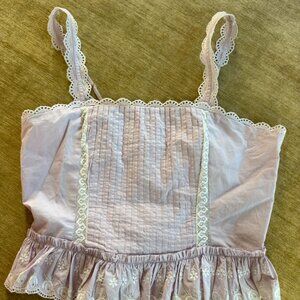 RARE LoveShackFancy Skipper Broderie anglaise-trimmed pintucked top tank 4
